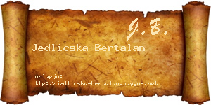 Jedlicska Bertalan névjegykártya